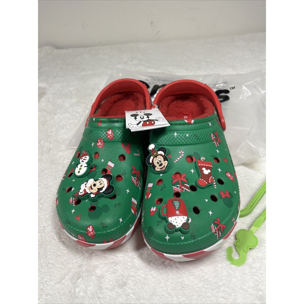 2024 Disney Fleece Lined Mickey Minnie Holiday Christmas Crocs Clogs M11/W13 NEW - Picture 3 of 7